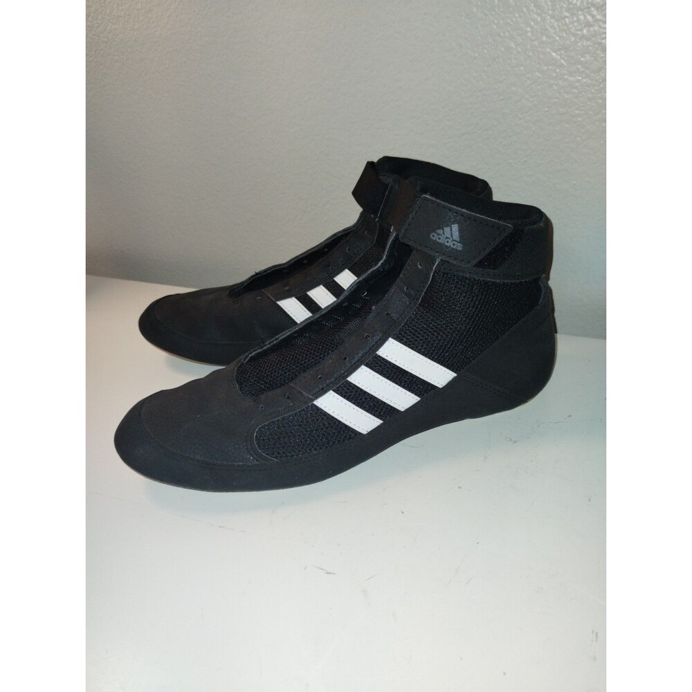 Adidas HVC Black/White Wrestling Lutte Shoes AQ3325 Men’s Size 9.5-No Laces